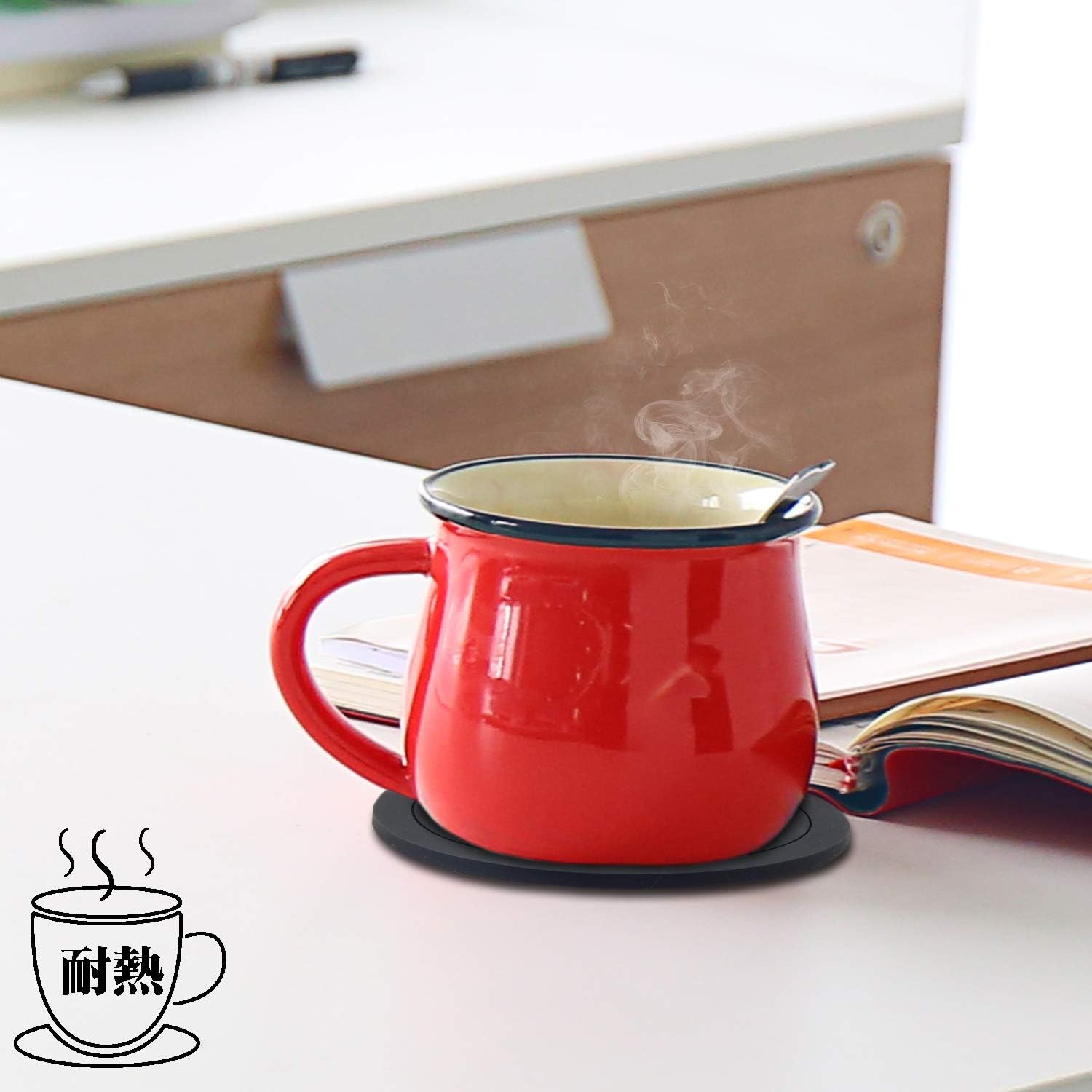 Holder Set / TOSSOW Silicone Coasters for Drinks / Black / Round / Set of 6