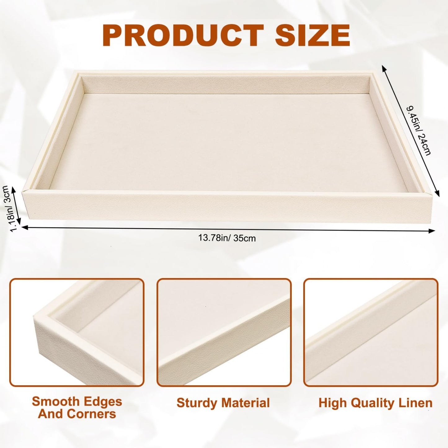 Velvet Jewelry Tray for Drawers Jewelrys Display Tray Stackable Jewelry Organizer Trays / Beige