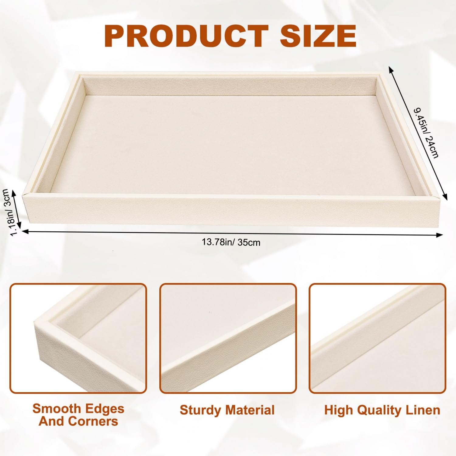 Velvet Jewelry Tray for Drawers Jewelrys Display Tray Stackable Jewelry Organizer Trays / Beige