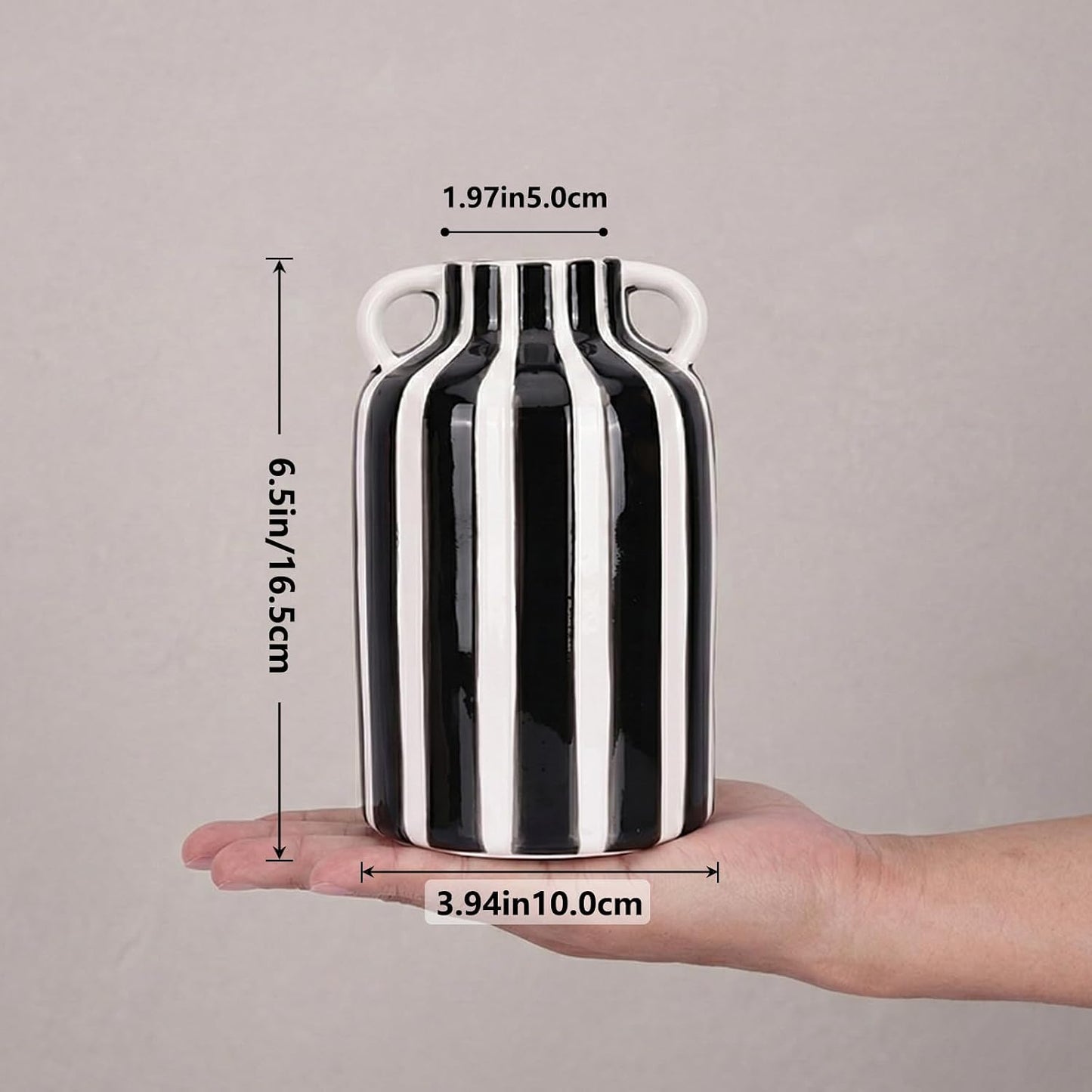 Checkered Ceramic Vase for Flower Bouquet Decorative / Black White