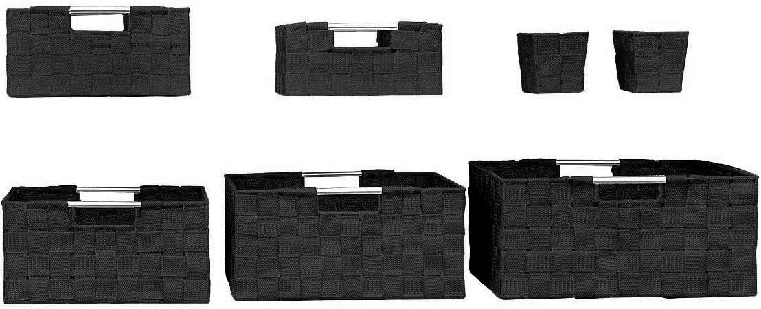 Linen Closet Organizers and Storage / 7 Piece - Black / Set of 7