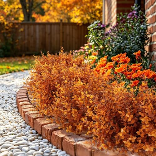 RECUTMS Fall Outdoor Decor Artificial Plant UV Resistant Faux Greenery Stem