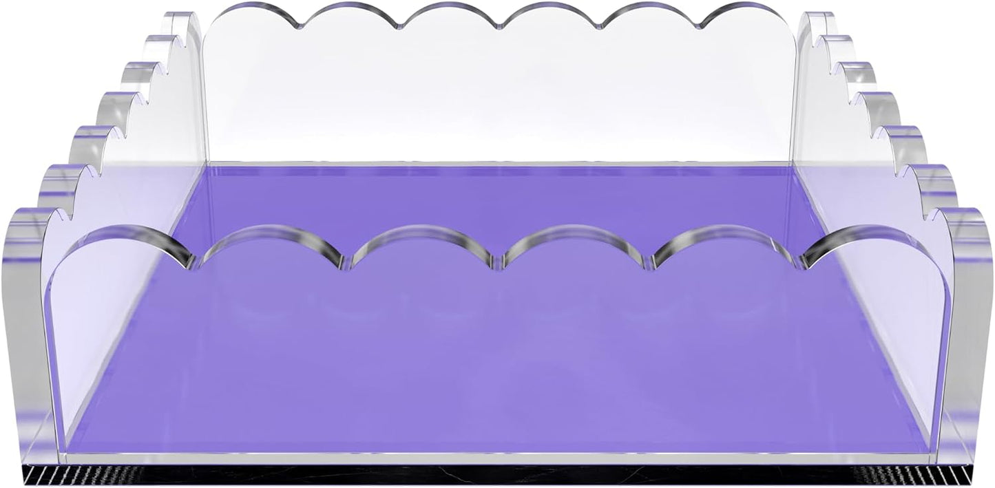 Scalloped Acrylic Tray / Purple / 8 x 8