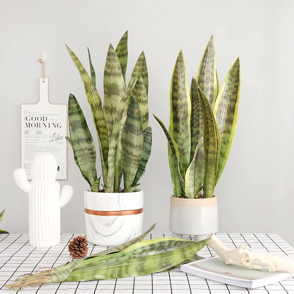 Fake Snake Plant 16.5" Artificial Plant Fake Sansevieria / Green / Set of 3