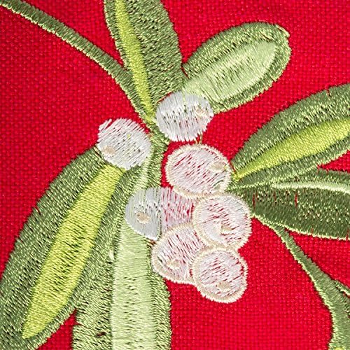 DII Embroidered Mistletoe 100% Cotton, Machine Washable, Table Runner for Dinner Parties, Christmas, and Holidays - 14x72