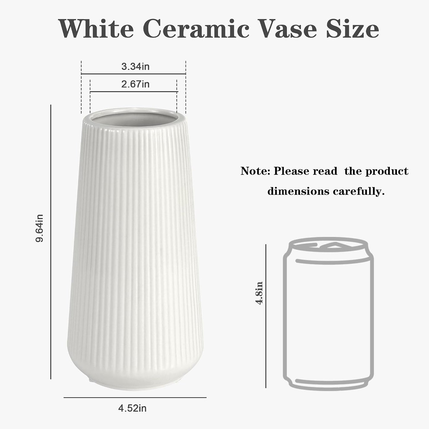 White Ceramic Vase for Flowers / XL White
