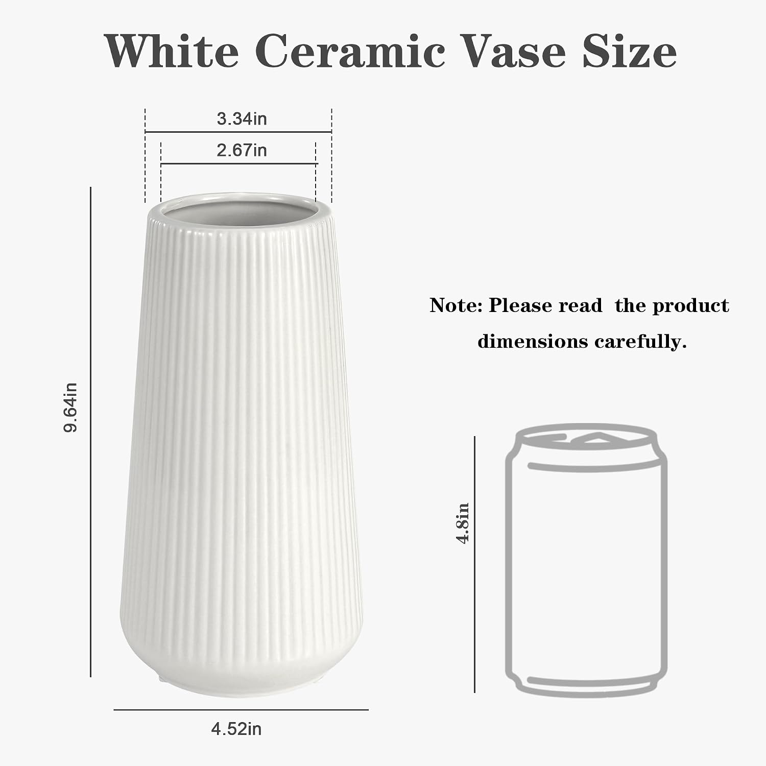 White Ceramic Vase for Flowers / XL White