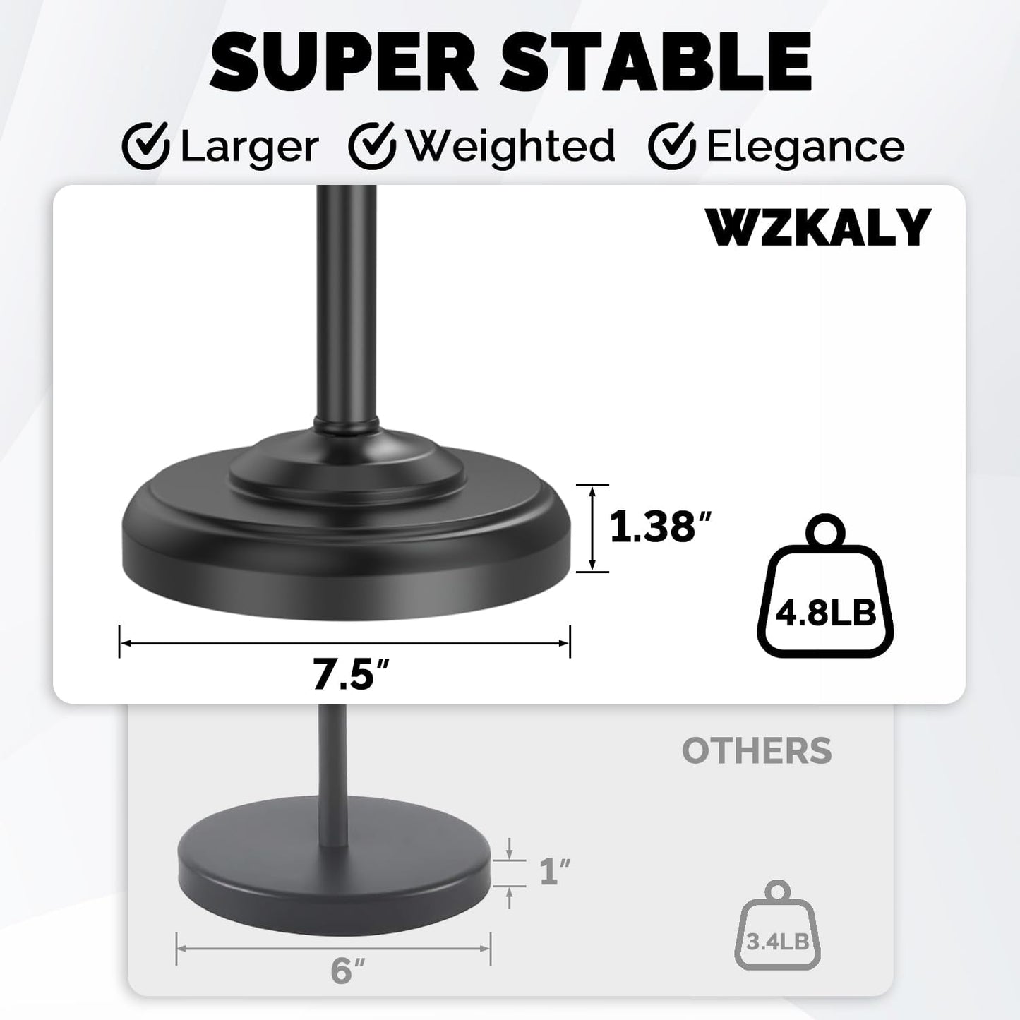 Black Toilet Paper Holder Stand Stainless Steel & Stable Weight Base | Post Pivoting Design Easy to Change Roll, Mega