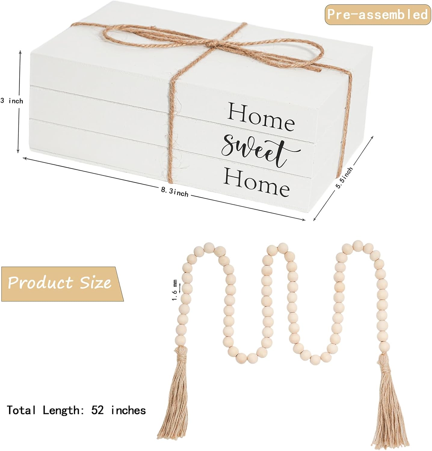 Wooden Faux Book for Decoration / Home Sweet Home