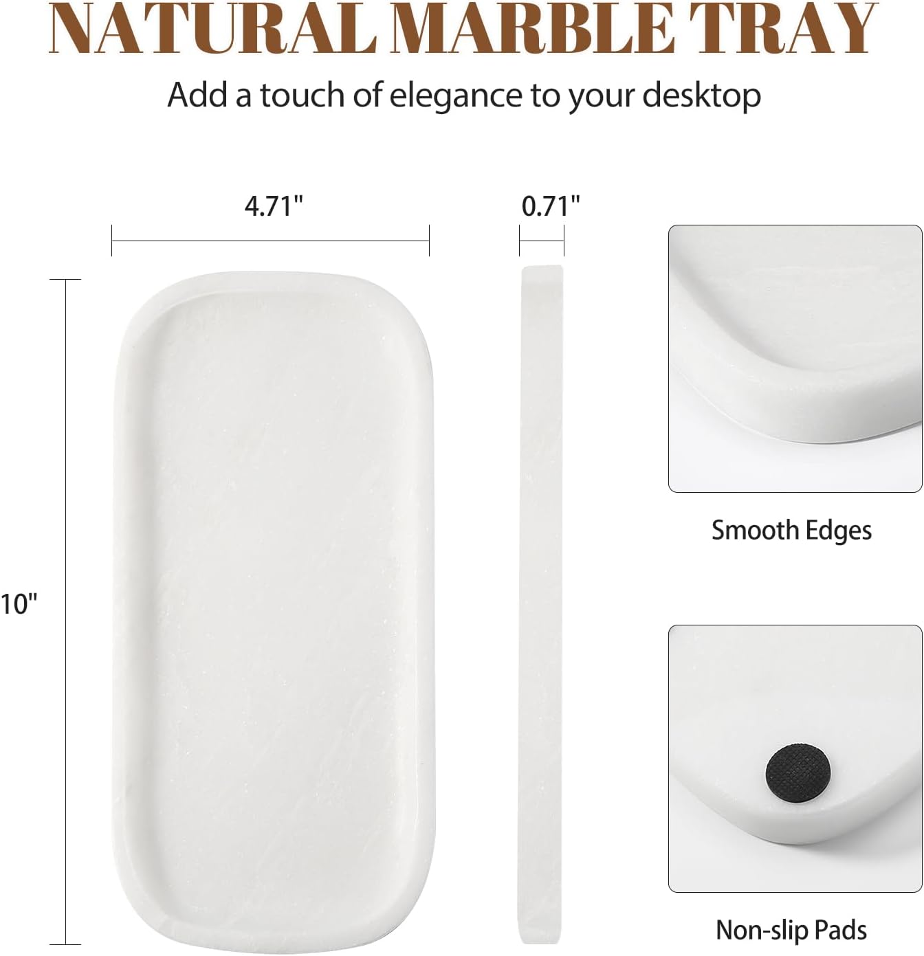 Marble Tray / Marble Vanity Tray / 10 x 4.72 / Namib Bianco