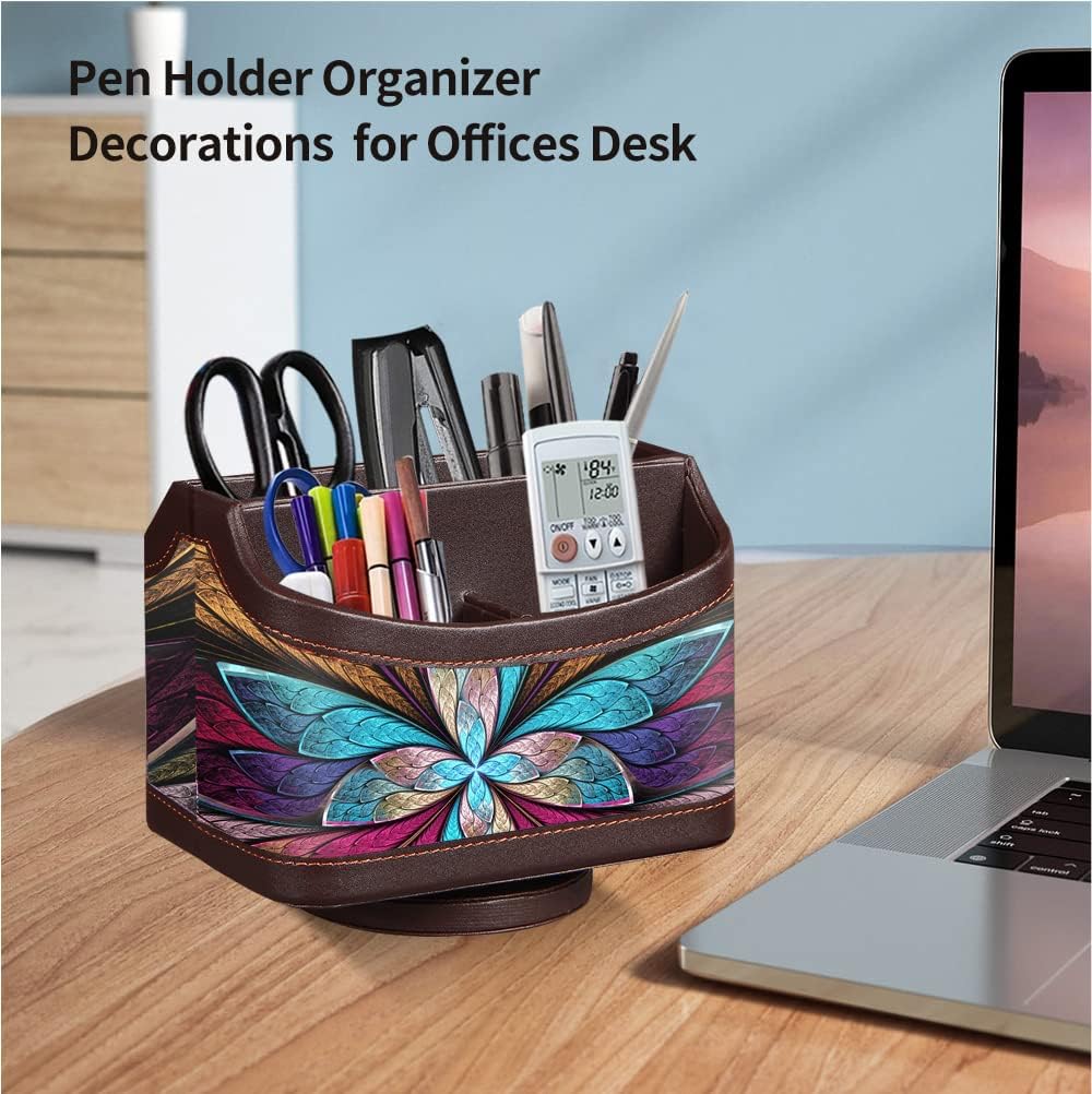 PU Leather TV Remote Holder Caddy / 7-color Flower