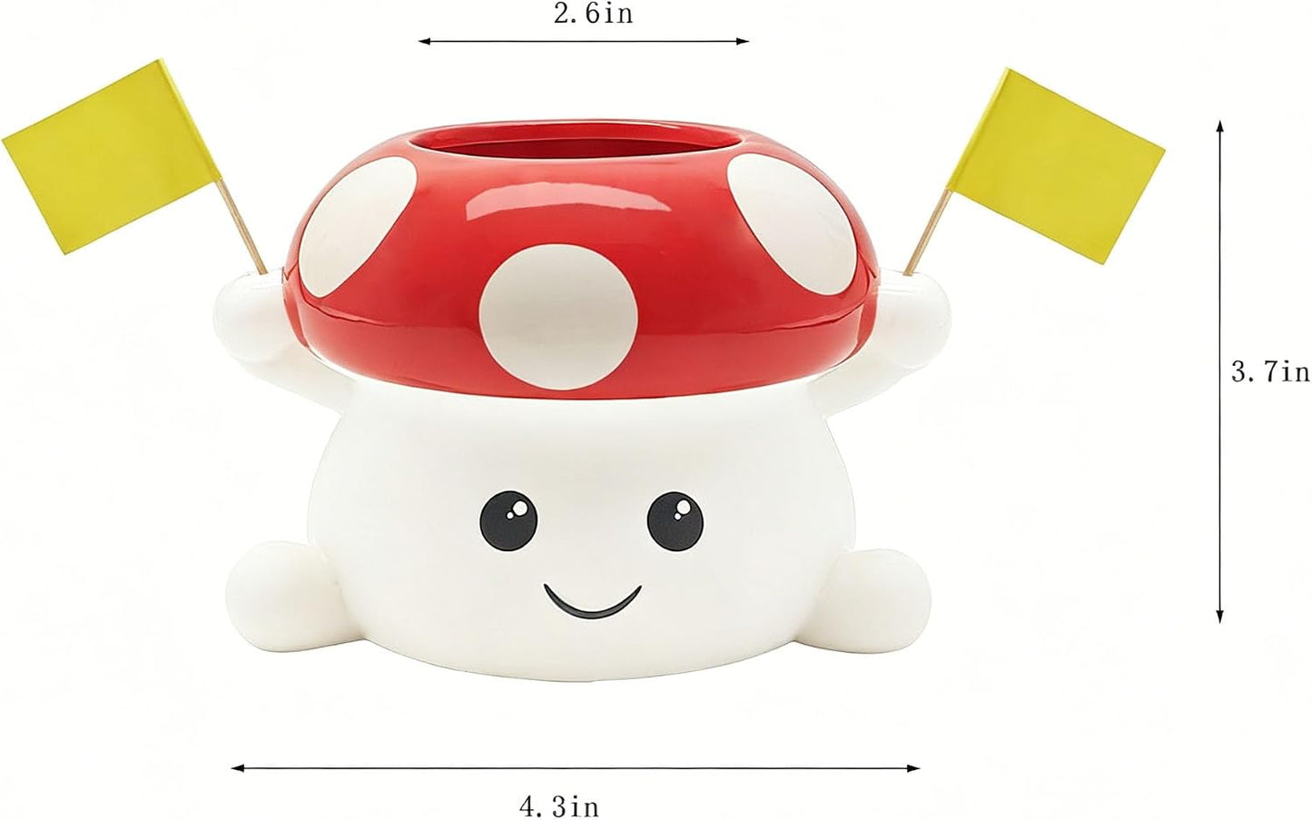 & White Mushroom Ceramic Face Planter / Red