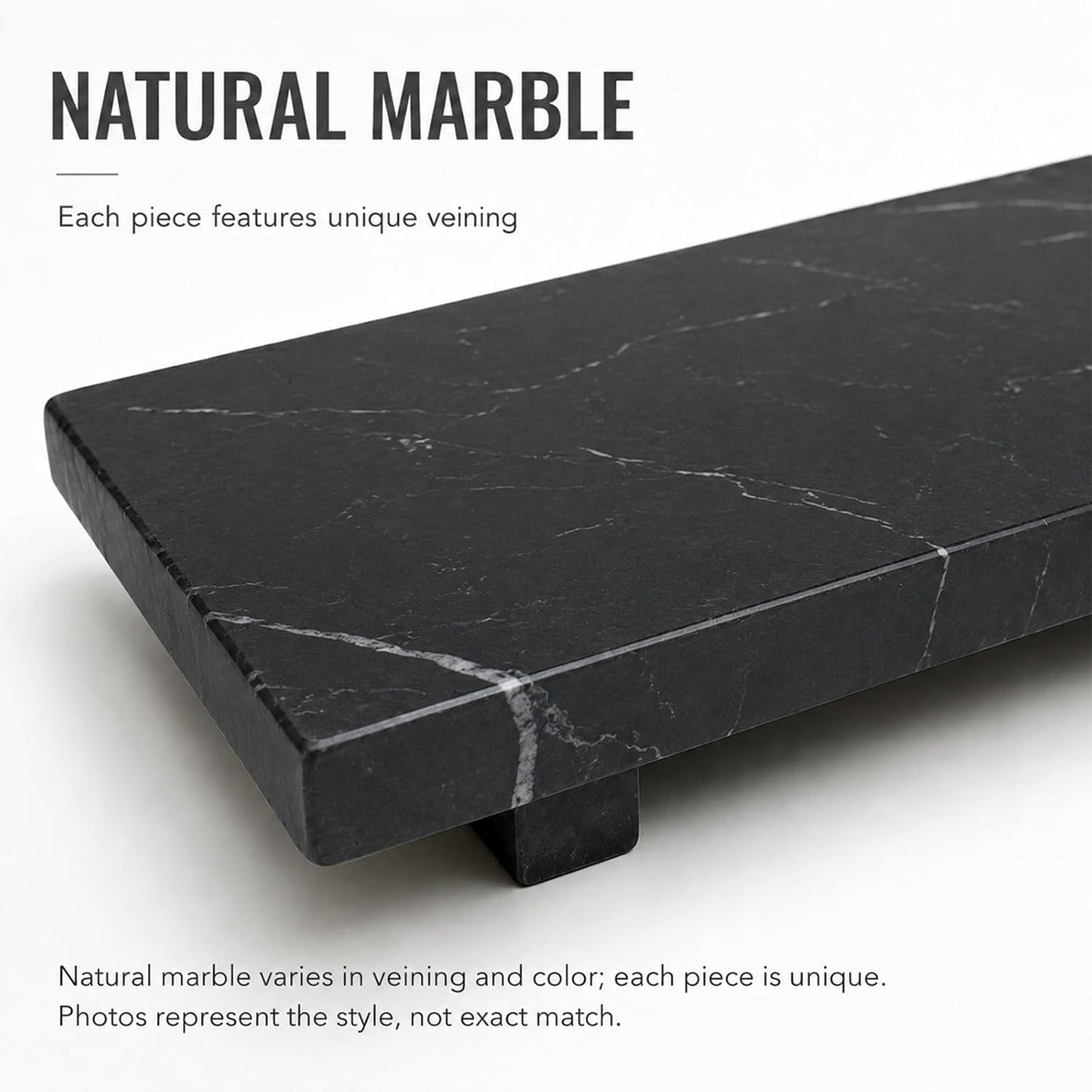 Small Stone Pedestal Tray / Black