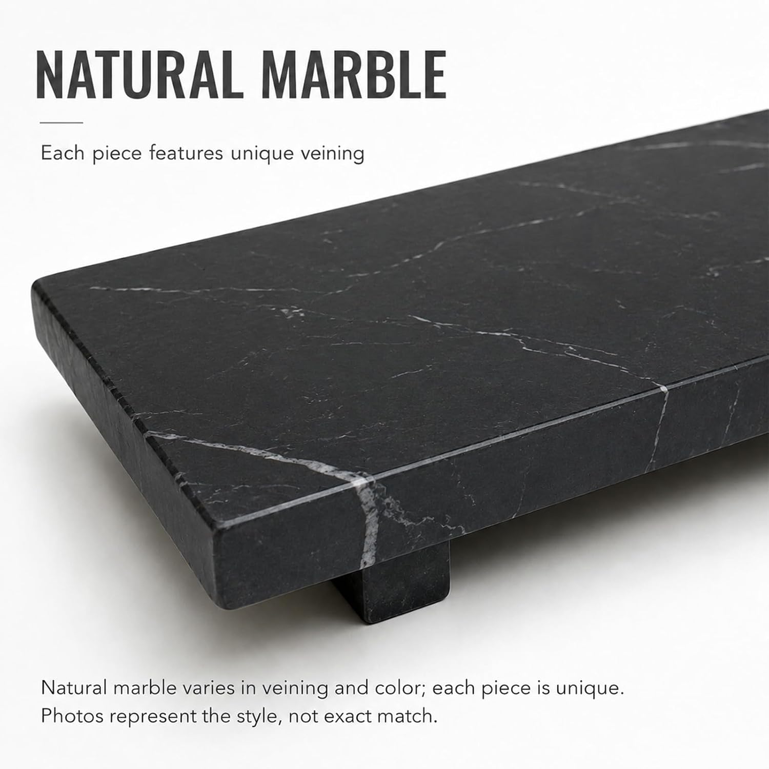 Small Stone Pedestal Tray / Black