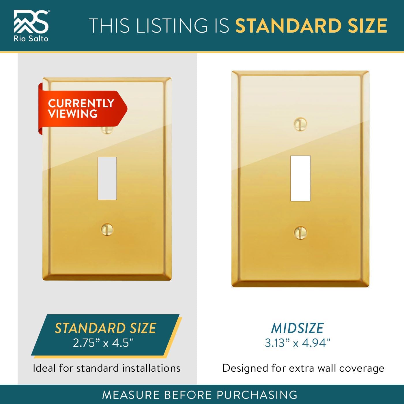 Rio Salto BRASS High Polished Gold Toggle Flip Switch Light Switch Cover – Signature Collection Premium Outlet Covers