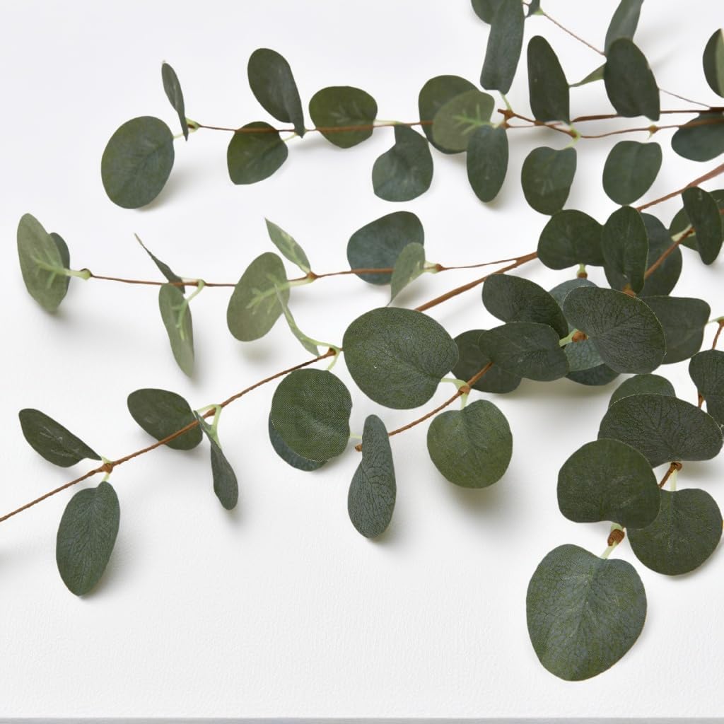 27" Eucalyptus Stems Greenery Stems Eucalyptus Leaf Spray in Green Silk / Dark Green / Set of 6