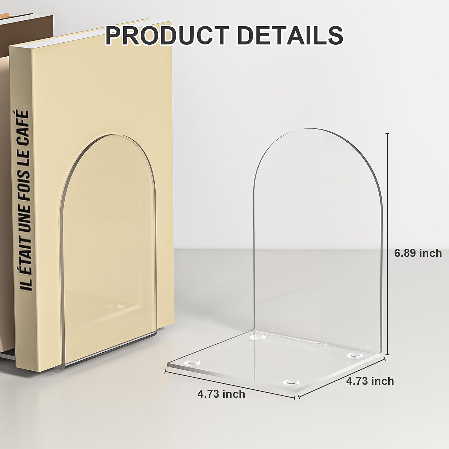 Book Ends / Bookends for Book Shelves and Desktop Organizer / Acrylic Bookends / Clear / Set of 8