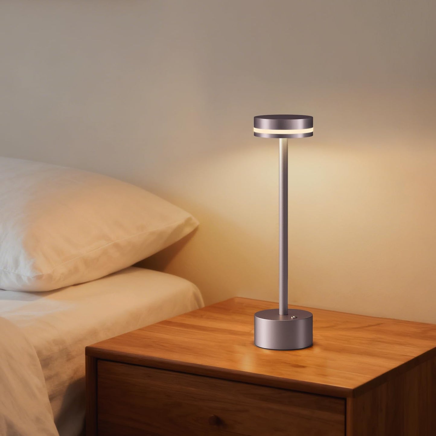 2 Pack Rechargeable Cordless Table Lamps Brown Touch Dimmable | Aluminum, Warm White, 4000mAh Battery Operated, For
