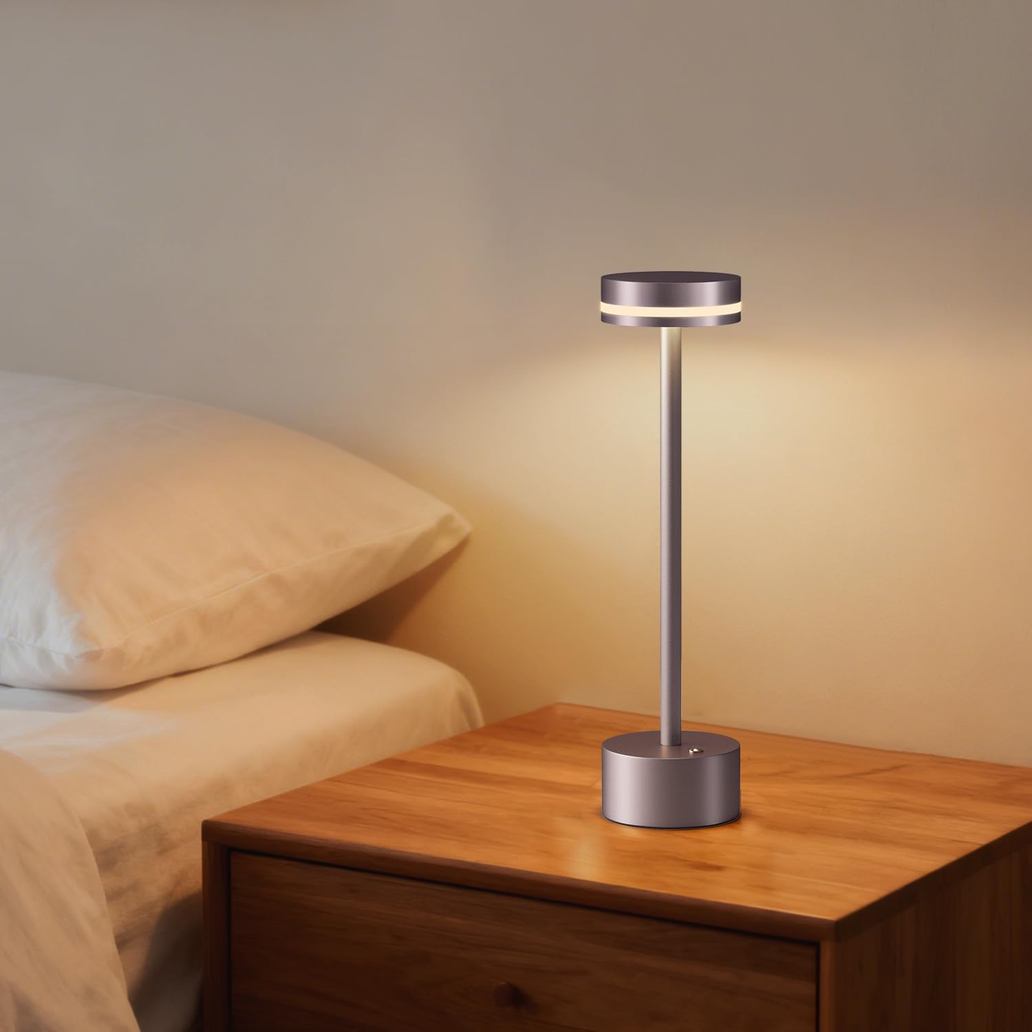 2 Pack Rechargeable Cordless Table Lamps Brown Touch Dimmable | Aluminum, Warm White, 4000mAh Battery Operated, For