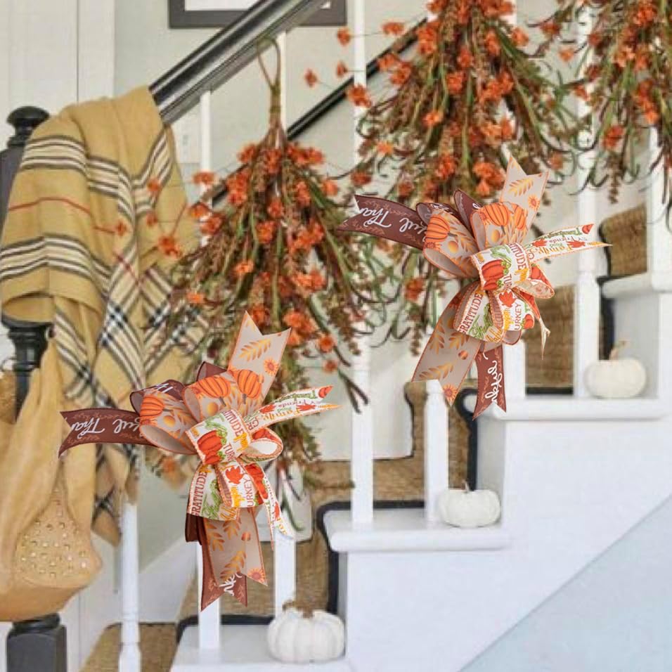 Fall Lantern Bow Wreath Bow Decor Bow Halloween Lantern Bow Orange Pumpkin Lantern Bow Fall Lantern Thanksgiving Autumn