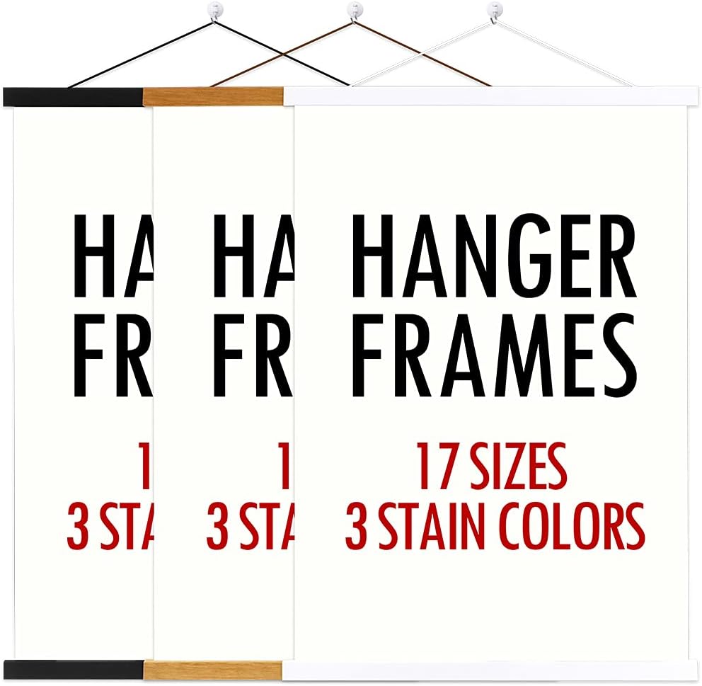 Ywlake Magnetic Poster Hanger, 24x36 24x18 24x32 Poster Frame Wood Wooden Magnet Print Posters Dowel Scroll Hanger