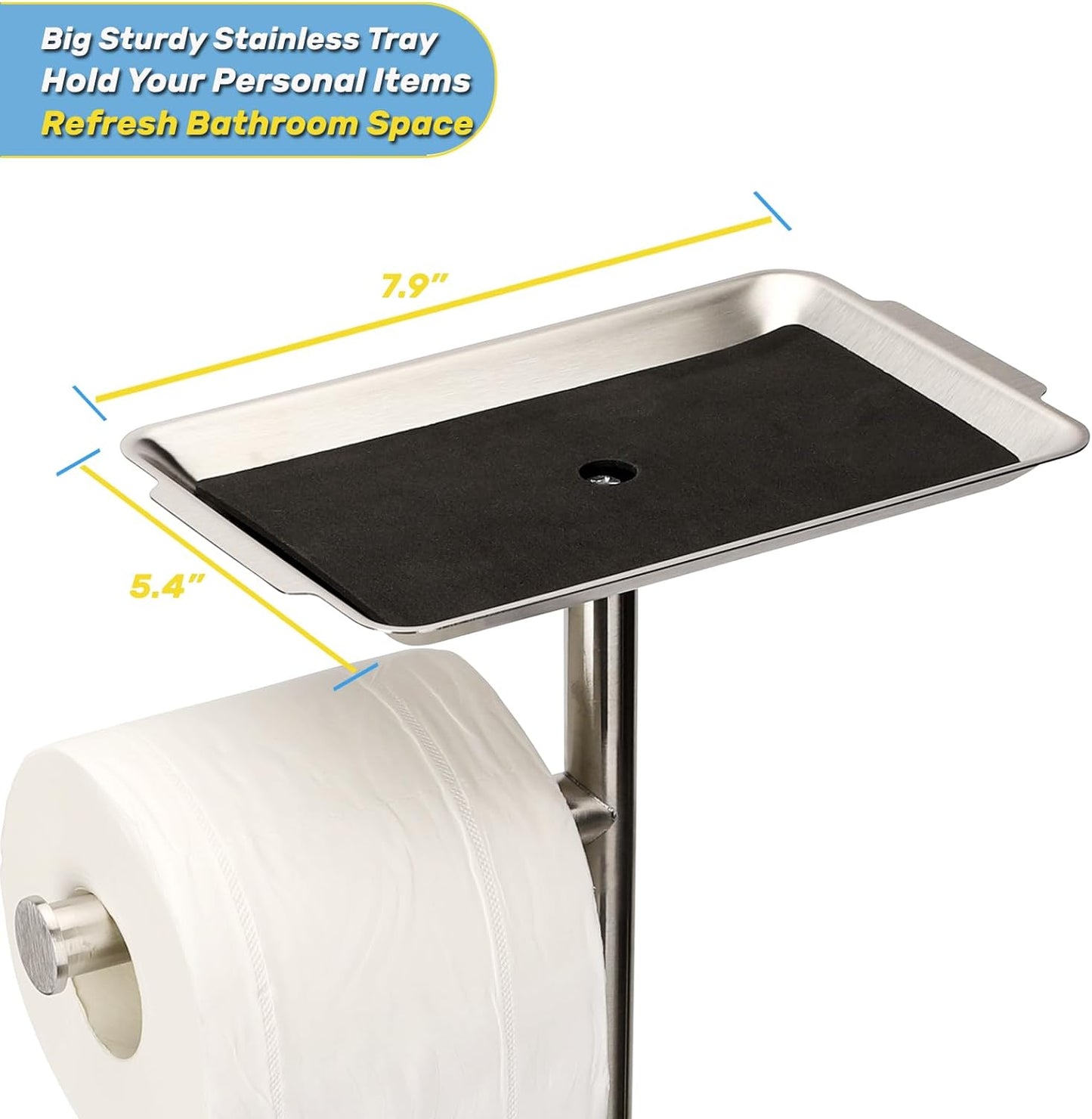Exilon Toilet Paper Holder Stand for Bathroom Floor Freestanding Toilet Roll Dispenser Storages 4 Reserve Rolls, with