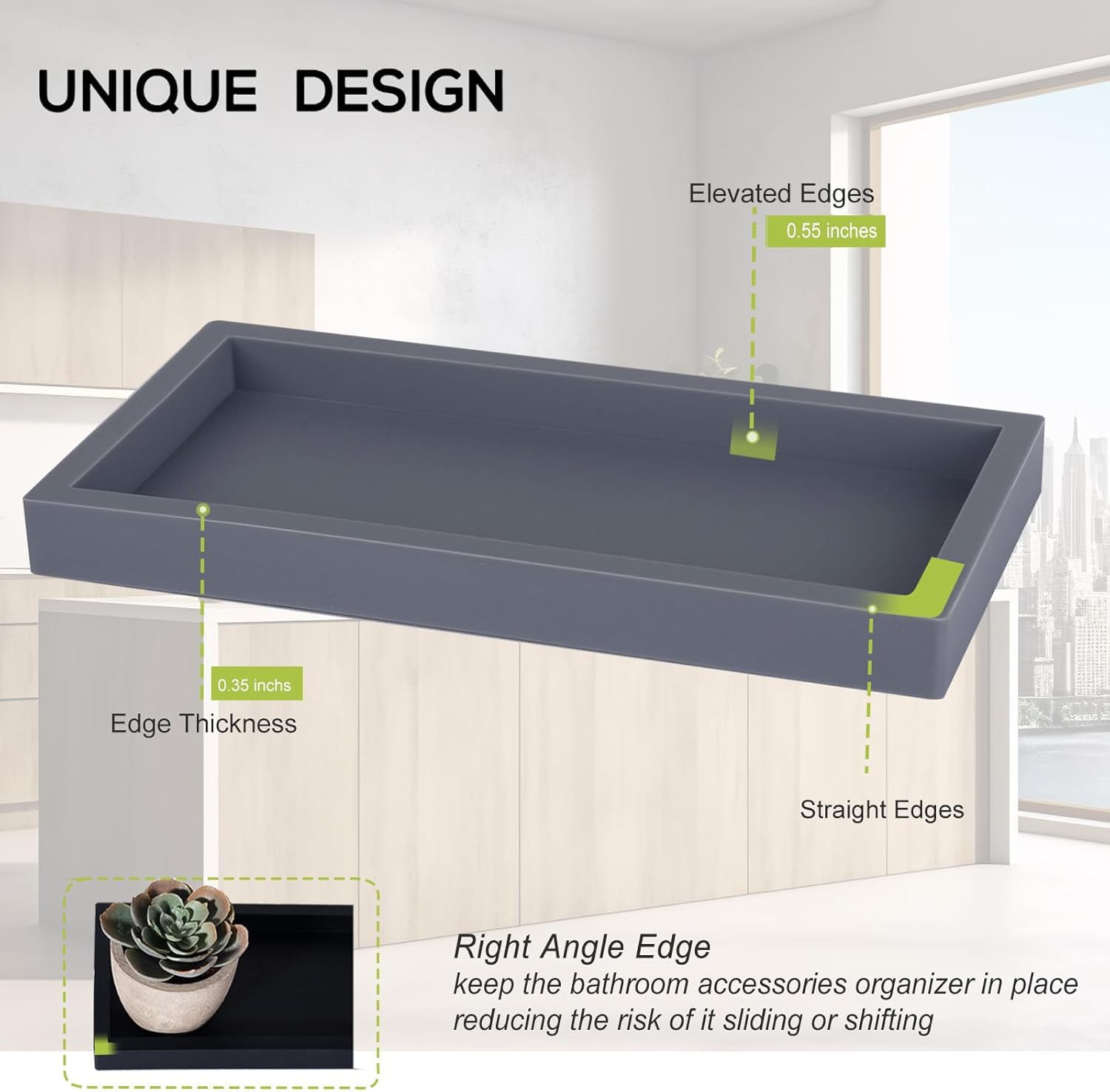 Slicone Vanity Trays / Gray / 9.8 x 4.7