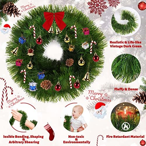 5 Pack 250FT Christmas Green Garland Flower for Christmas and Non-Lit Soft Holiday Decor for Outdoor Indoor Artificial Twist Greenery Garland Home Artificial Wedding Party Decoration