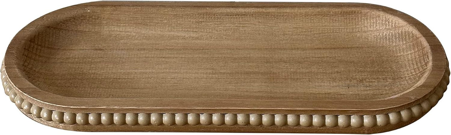 Rustic Beaded Tray / Natural / 11.8 Inch