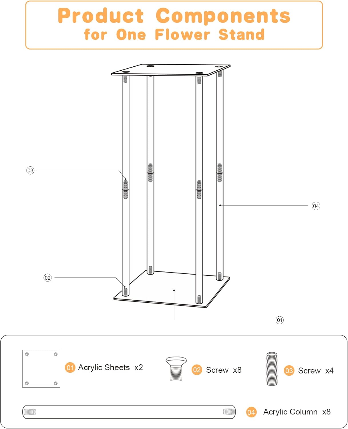 YALLOVE 2-Pack 31.5-Inch Clear Acrylic Flower Stands | Pedestal Centerpieces for Wedding, Baby Shower and Birthday