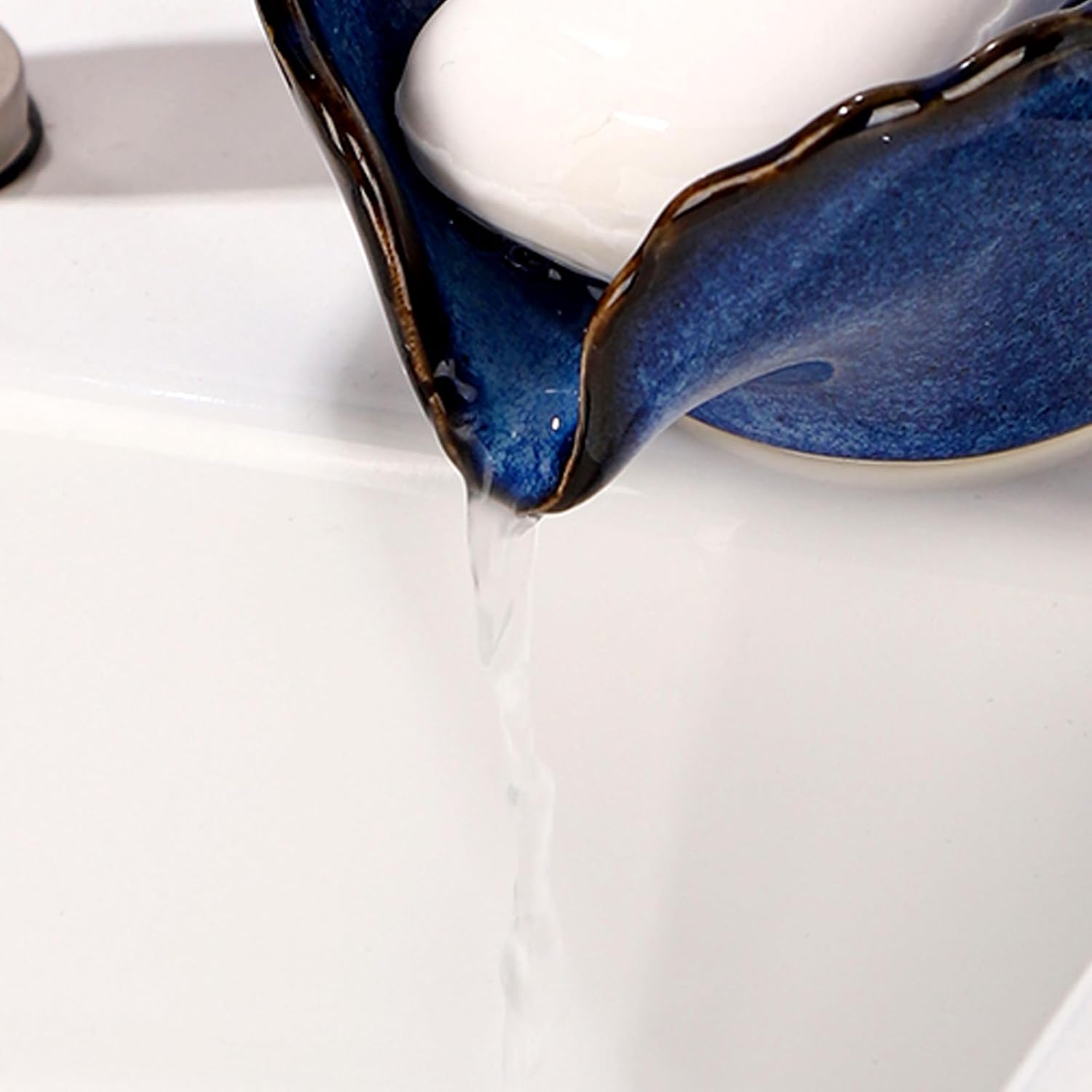 Dish Washing Soap Holder Ceramic Dish for Soap / Blue