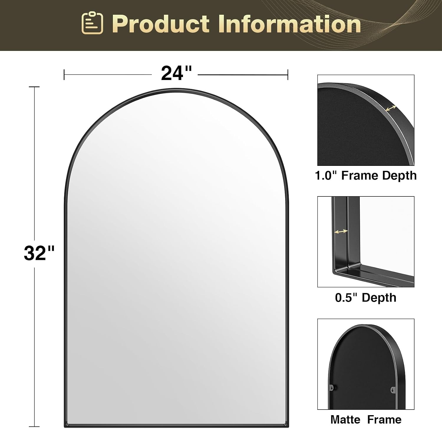 Metal Frame Bathroom Mirror / Black / 32"L x 24"W / 23.9 x 31.9
