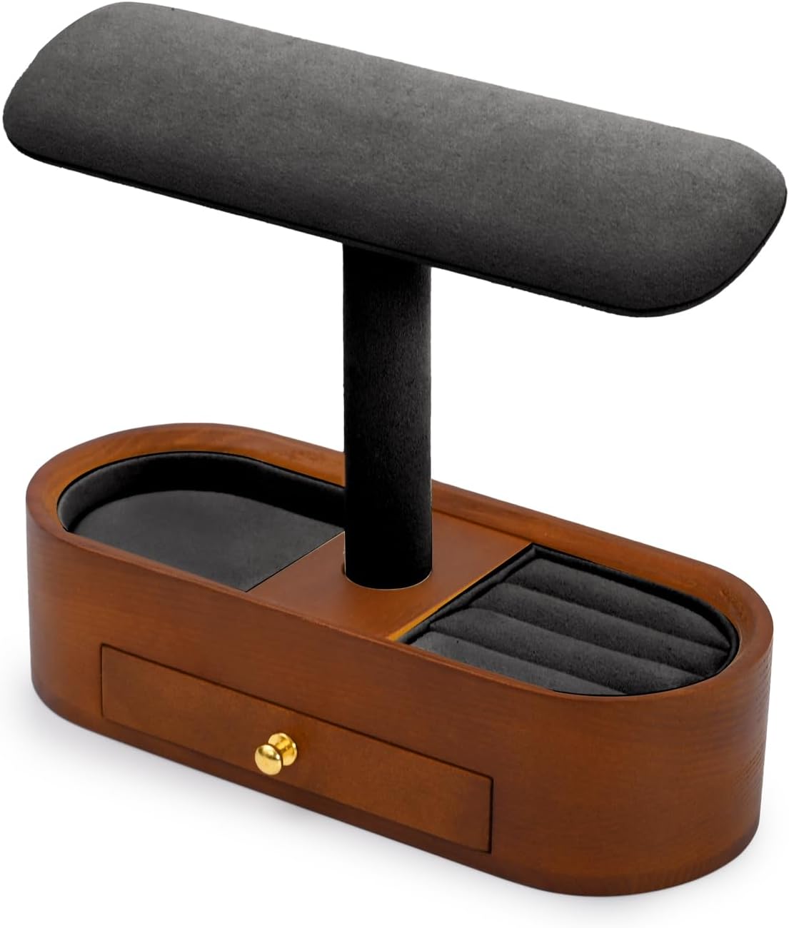 Oirlv Solid Wood Watch Stand with Drawer T-bar Watch Holder Organizer for Men and Women Showcase Bracelet Bangle