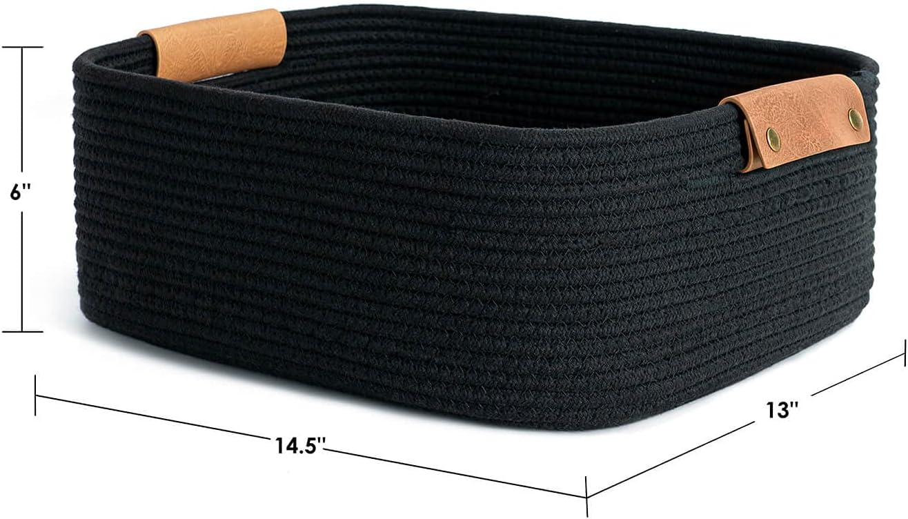 Cotton Rope Woven Easter Basket / Black / 14.5 x 13 x 6