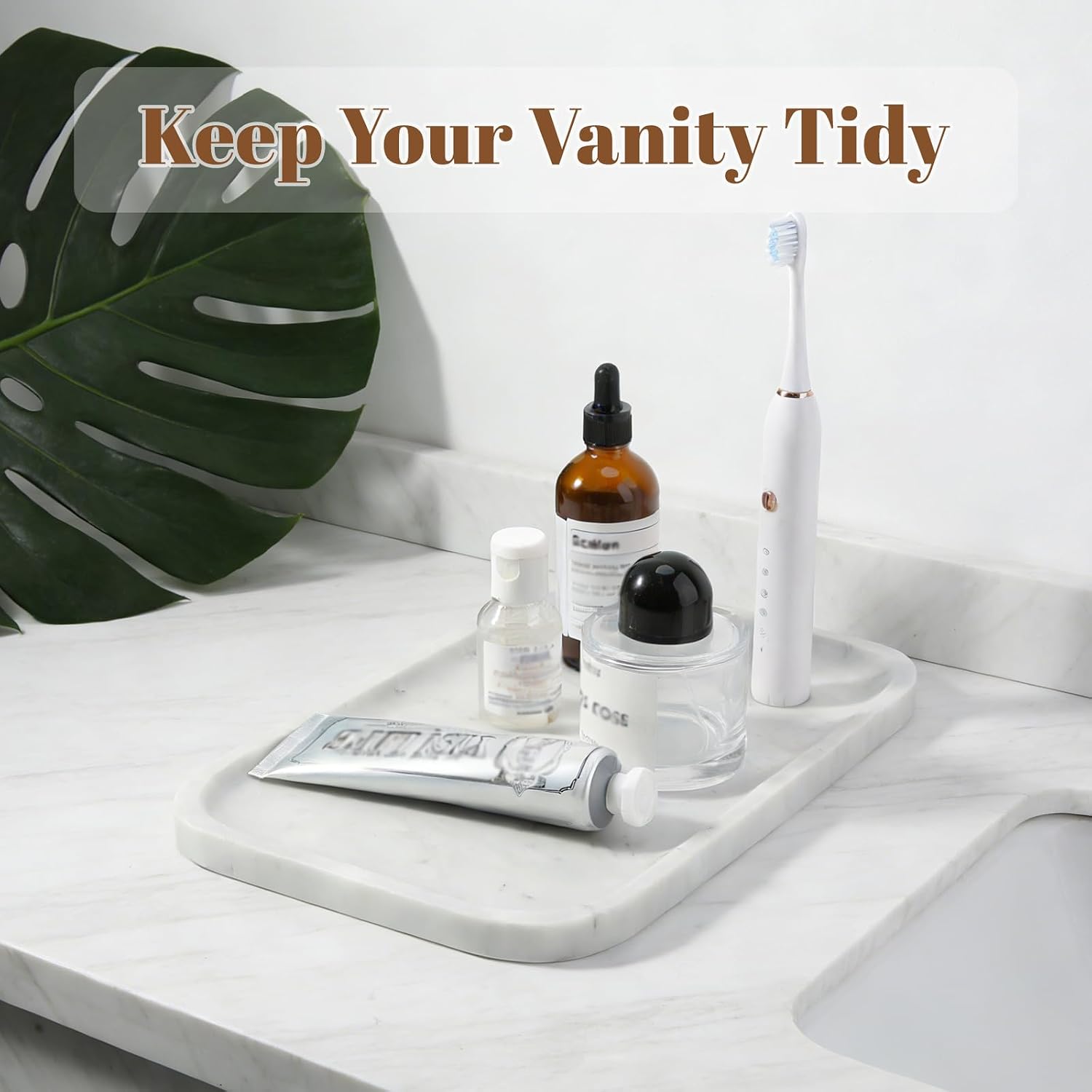Marble Tray / Marble Vanity Tray for Countertop Bathroom Kitchen Dresser / Bianco Carrara / 12 x 8