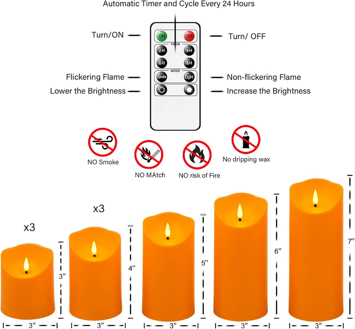 Eebuss Flameless Candles with Remote Timer, Battery Operated Realistic Flickering LED Candles, 9 Packs Fake Candles for