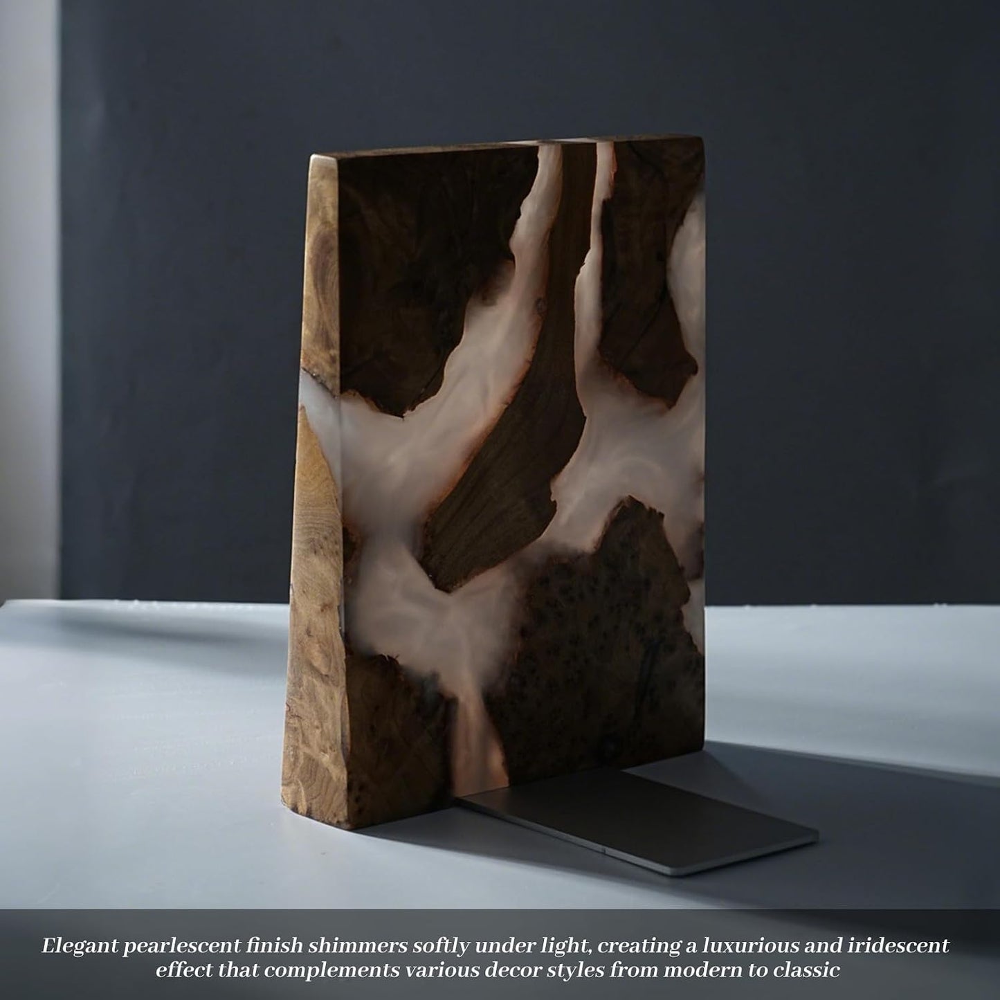 Unique Burl Wood Figure Book Ends for Study Office / Pearlescent White