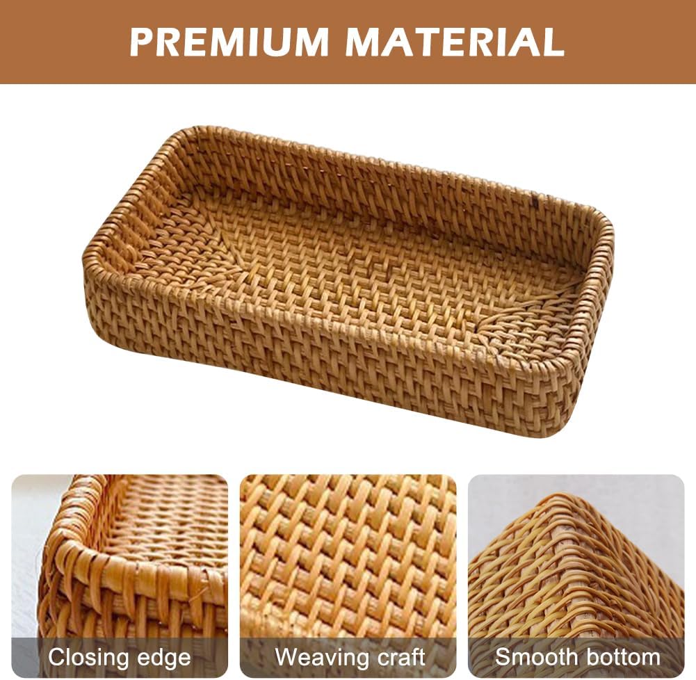 Rattan Bathroom Vanity Tray / Brown