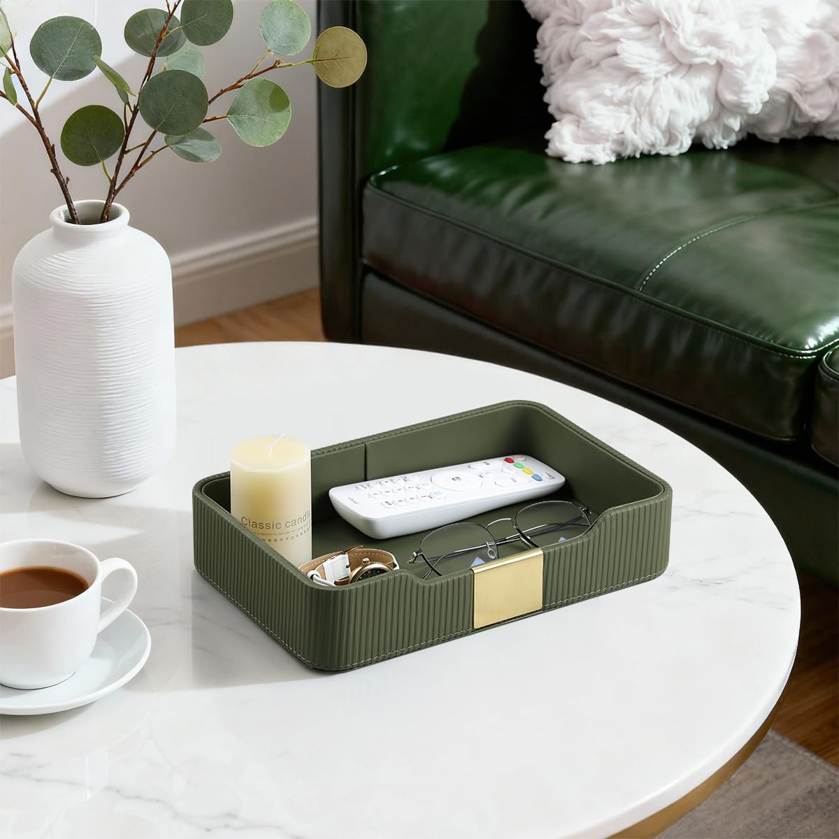 Valet Tray Desktop Storage Organizer / Green