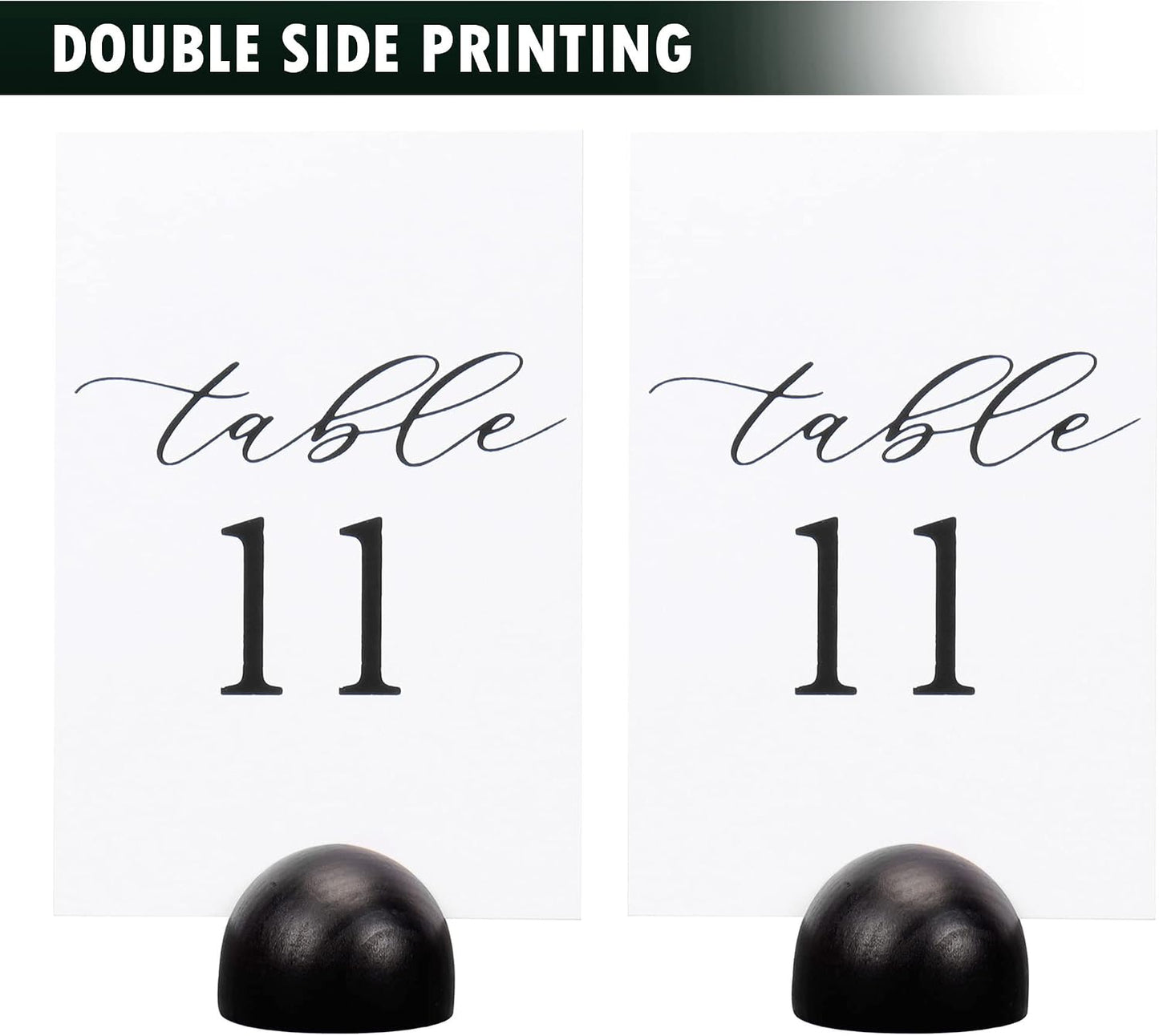 Hanna Roberts Modern Cursive Table Number Card Stock Signs with Round Stand for Wedding Reception, Restaurant, Event