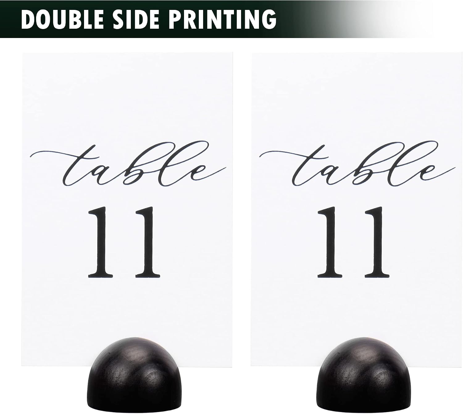 Hanna Roberts Modern Cursive Table Number Card Stock Signs with Round Stand for Wedding Reception, Restaurant, Event