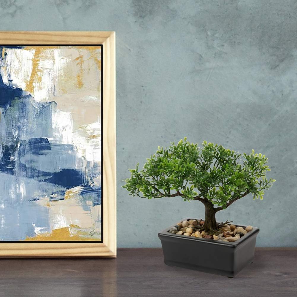 Artificial Bonsai Tree Juniper Faux Plants Indoor Small Fake Plants Decor / 6" Ficus