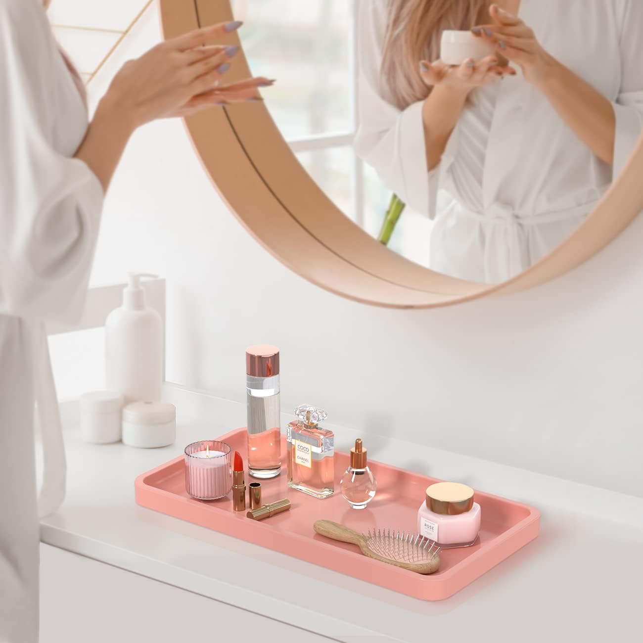 Perfume Small Decorative Tray / Pink / 11.8 x 6.1 x 0.8