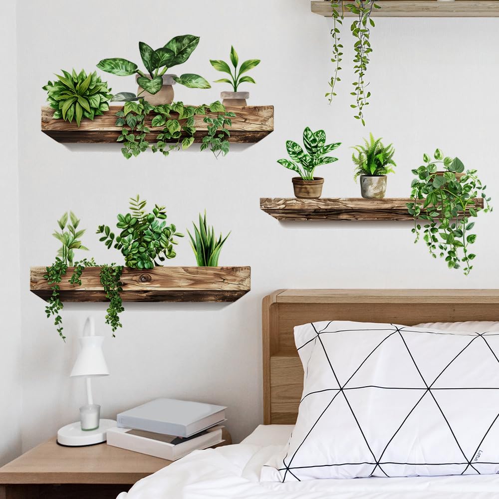 3D Potted Plants Wall Stickers Removable Tropical Nature Plants Wall Decals / Set of 3