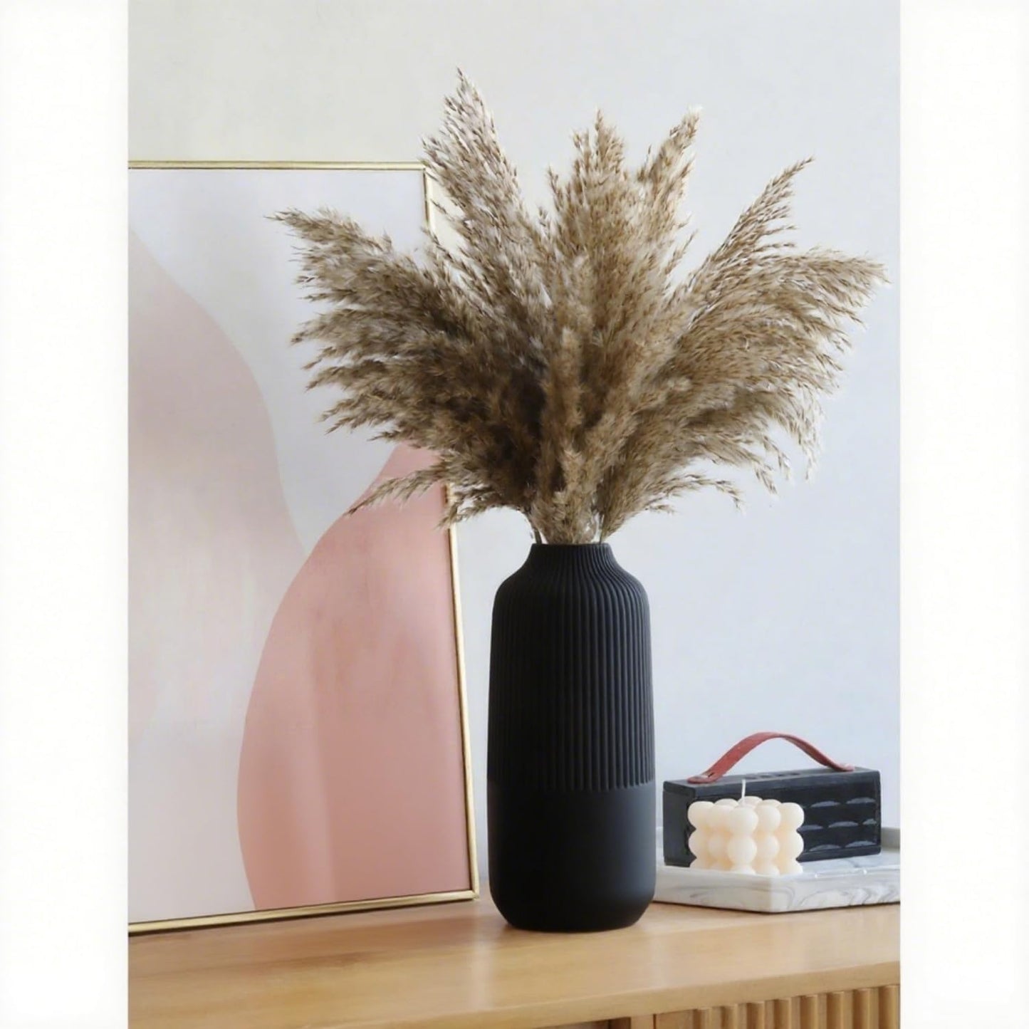 Ceramic Vase for Flowers / Black / Middle / 8 Inch