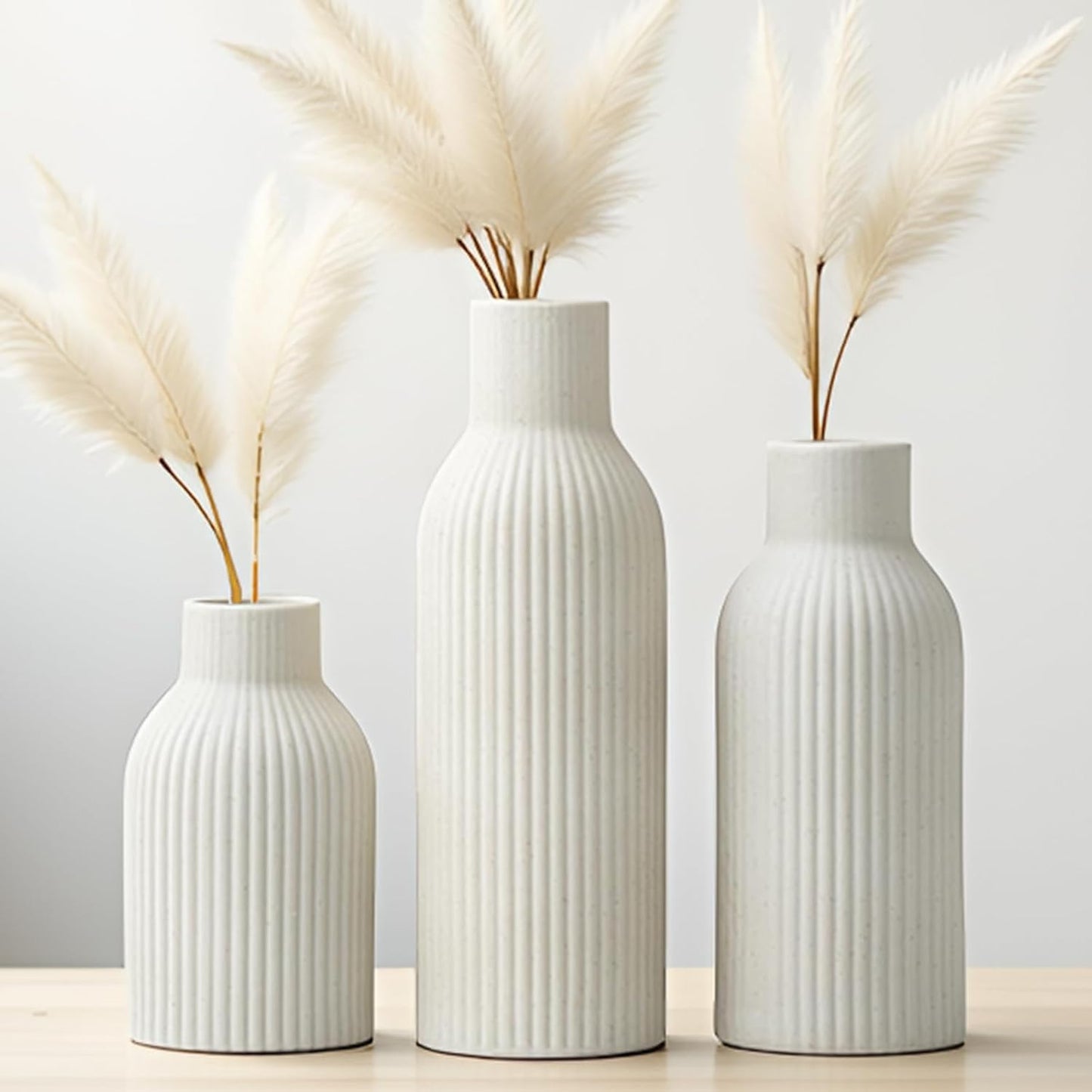 Modern Ceramic Vases / Beige / Set of 3