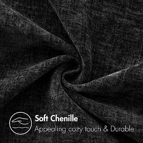 MIULEE Soft Chenille Lumbar Throw Pillow Covers Black 12x20 Inch Pack of 2