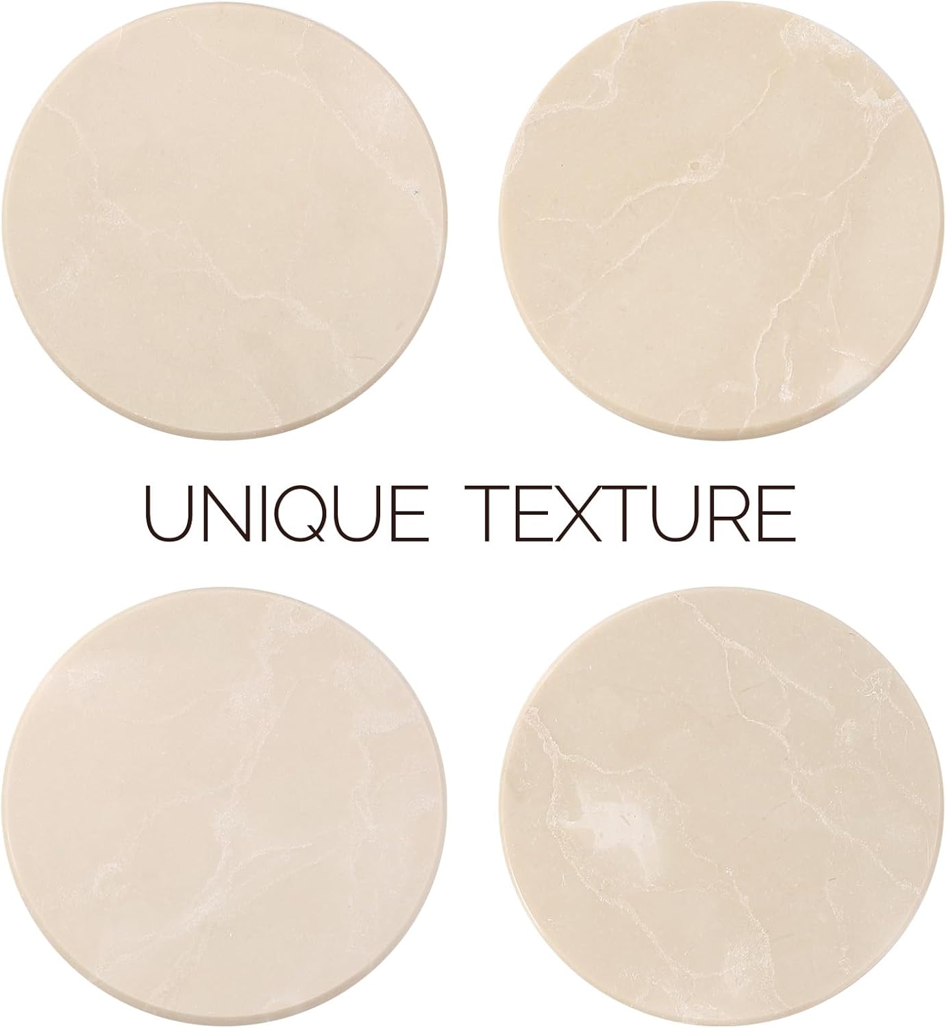 4" Stone Coaster for Drinks Coffee / Beige / Set of 4