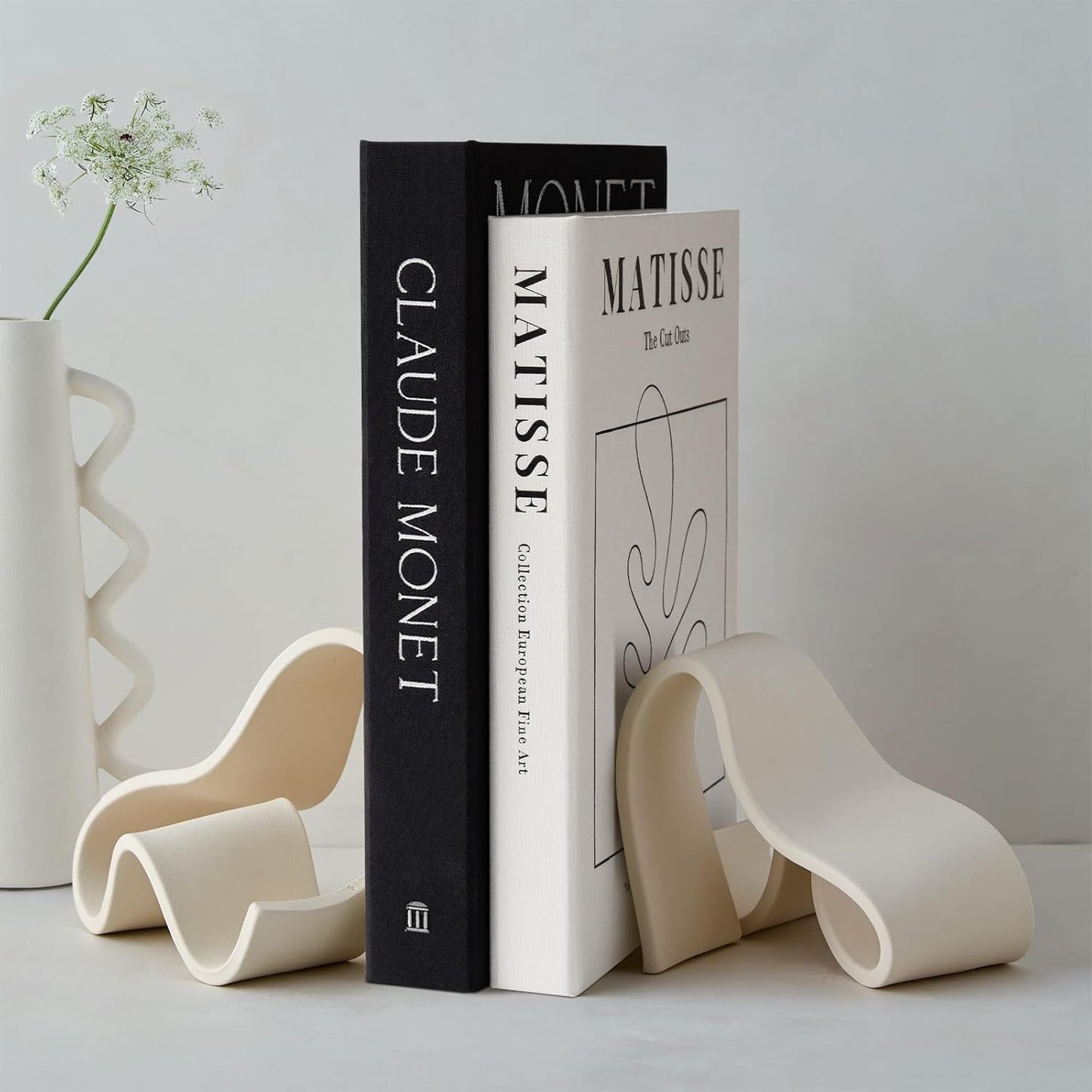 Linen Faux Book / Black&white - Art / 2 Book Set / Set of 2