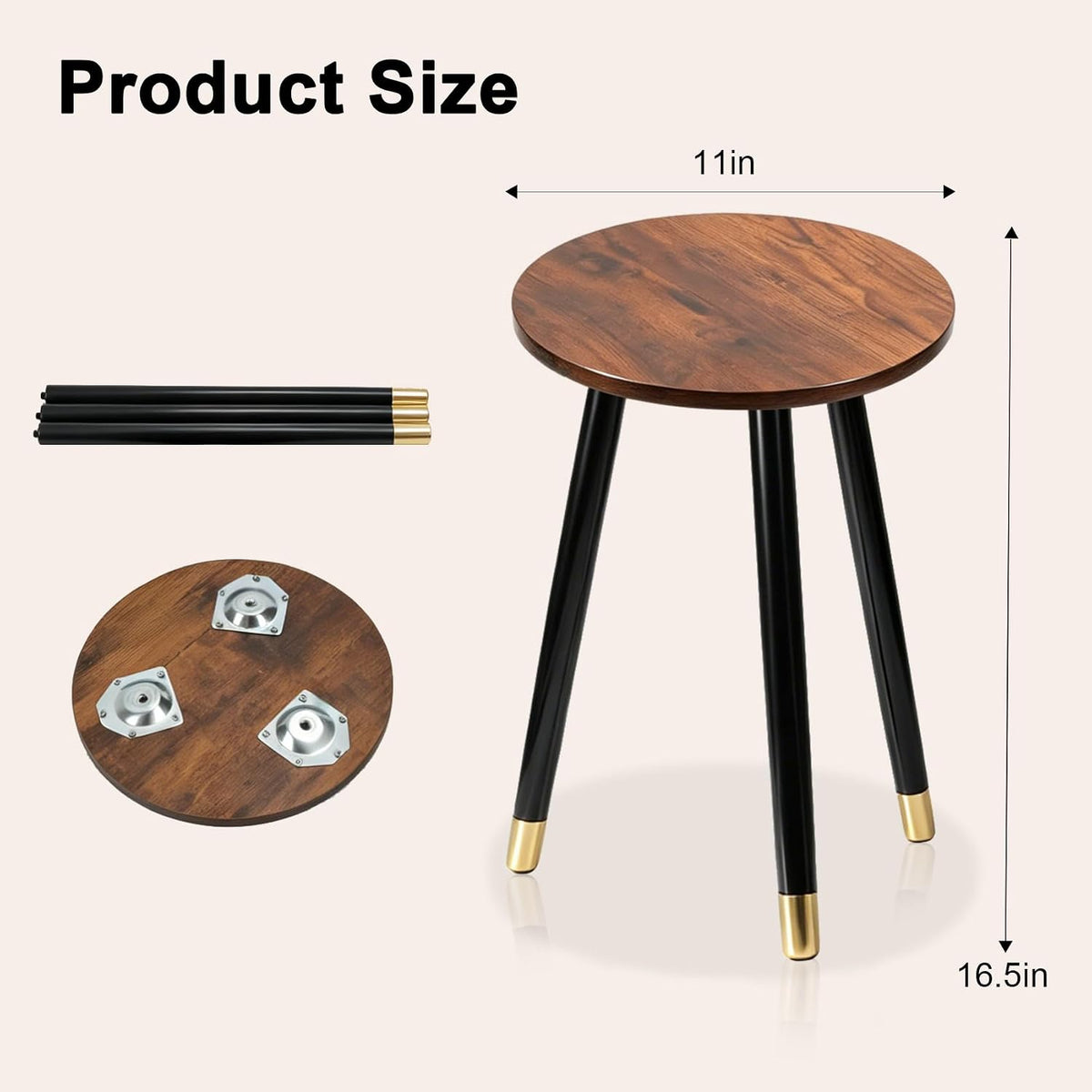 2-Pack Mid Century Plant Stand for Indoor Plants, Modern Wood & Metal Flower Pot Holder Stand for Living Room